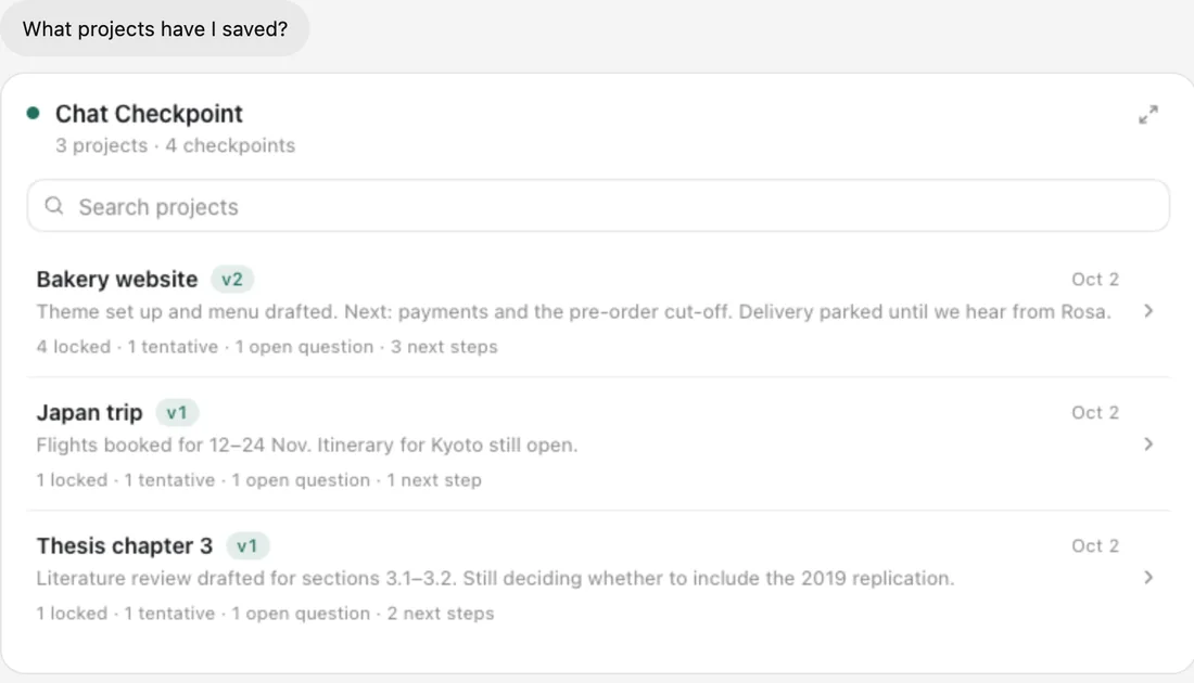Chat Checkpoint in ChatGPT: Resume anywhere